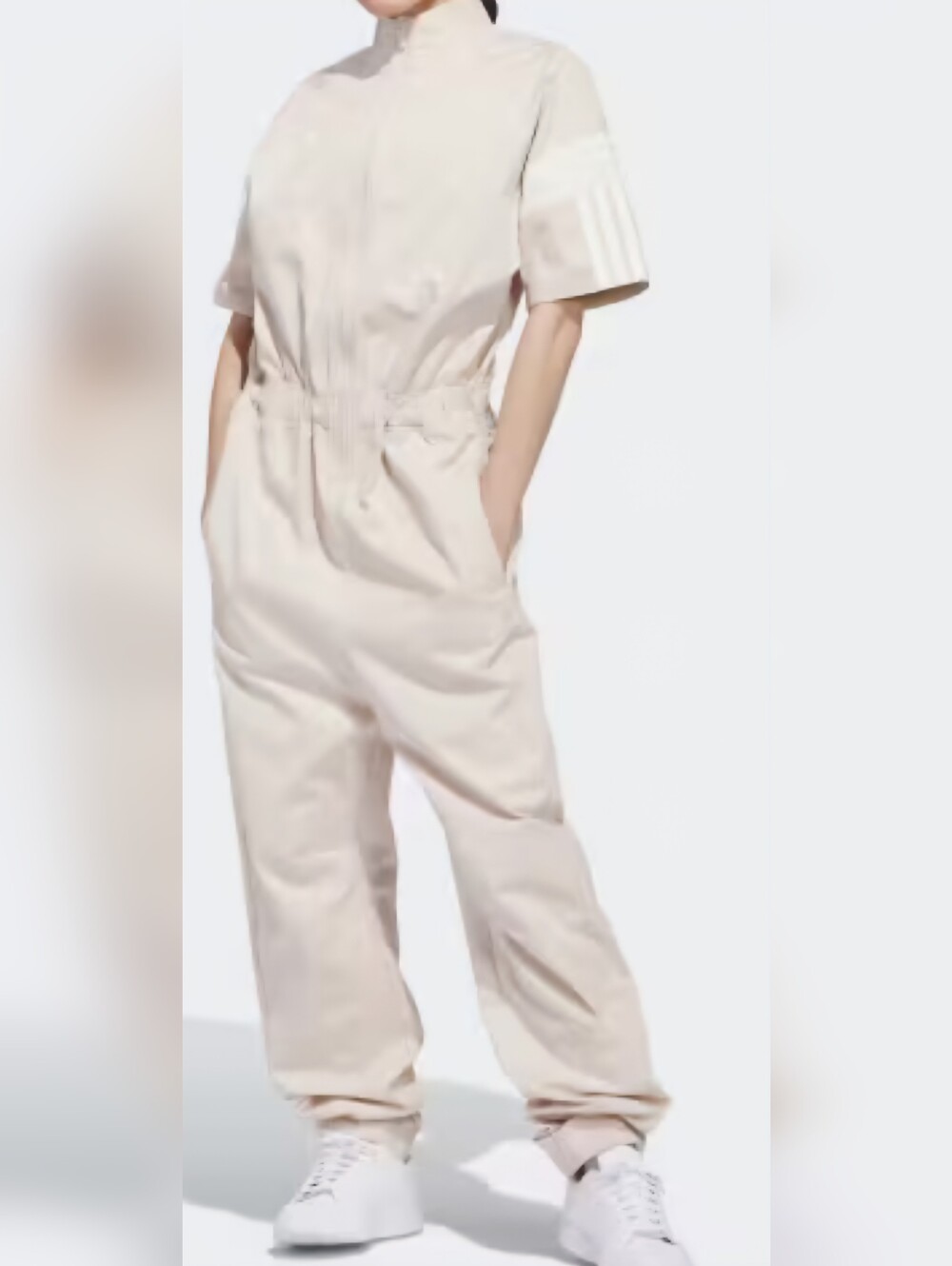 Adidas Women Tiro Cream Short-Sleeve Jumpsuit
